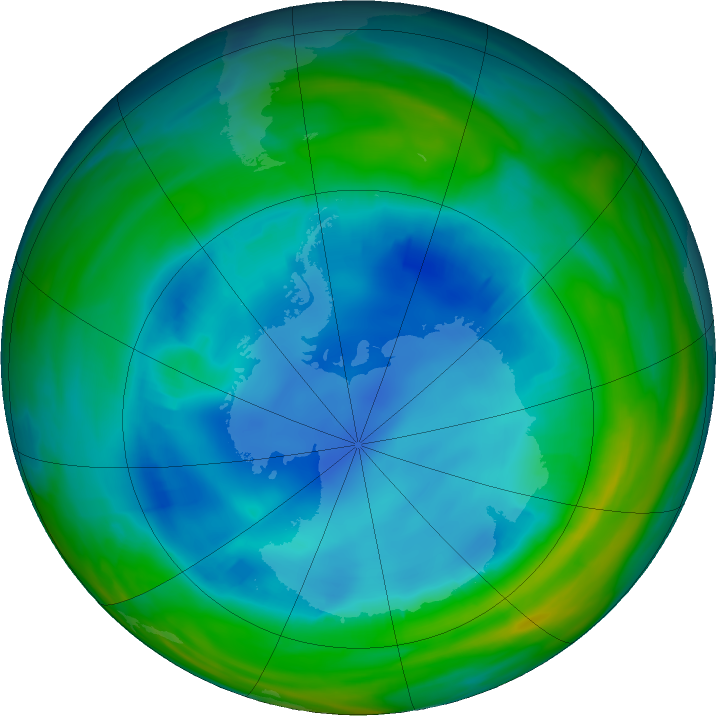 Antarctic ozone map for 07 August 2020